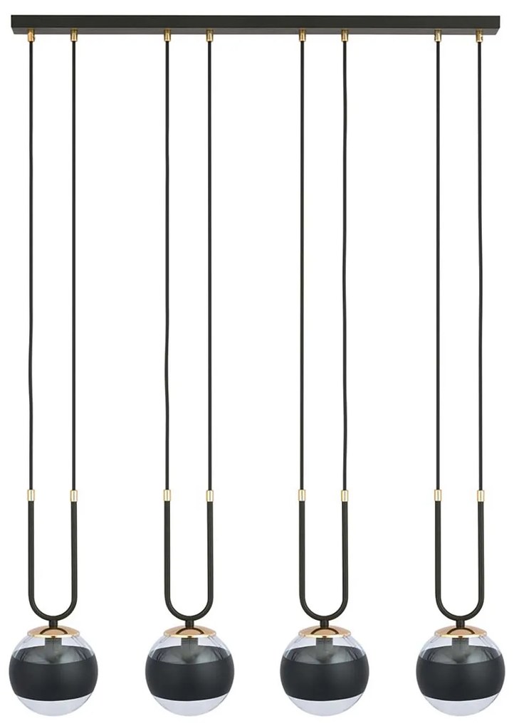 Lampadario Moderno Crio Acciaio Nero 4 Luci E14 Ip20