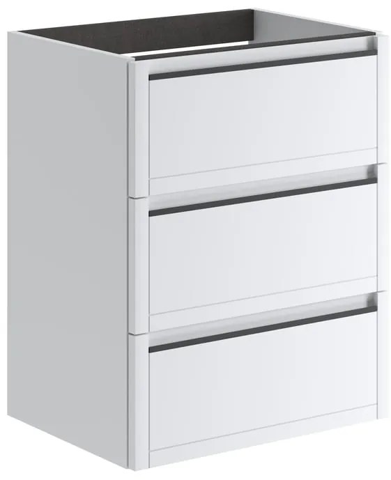 Mobile da bagno sospeso sotto lavabo L 59.5 x H 78 x P 45.5 cm bianco opaco, 3 cassetti Tratto