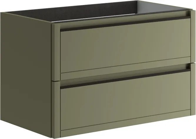 Mobile da bagno sospeso sotto lavabo L 79.5 x H 50 x P 45.5 cm verde salvia opaco, 2 cassetti TRATTO