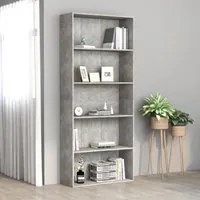 Libreria a 5 Ripiani Grigio Cemento 80x30x189 cm in Truciolato cod mxl 20033