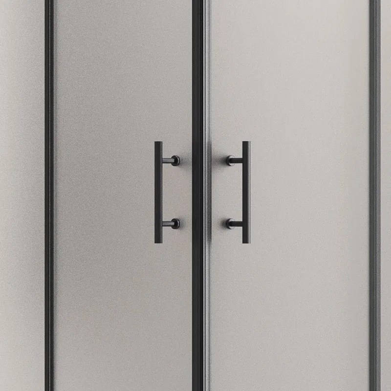 Kamalu - Box doccia nero 70x140 angolare vetro satinato | KF1000B