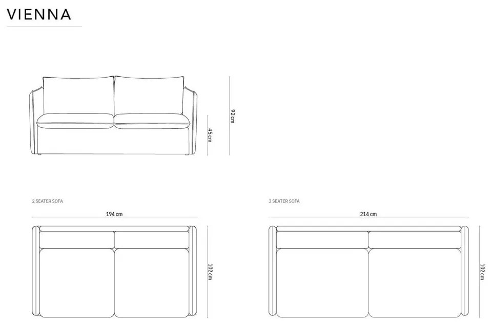 Divano letto in velluto senape 214 cm Vienna - Cosmopolitan Design