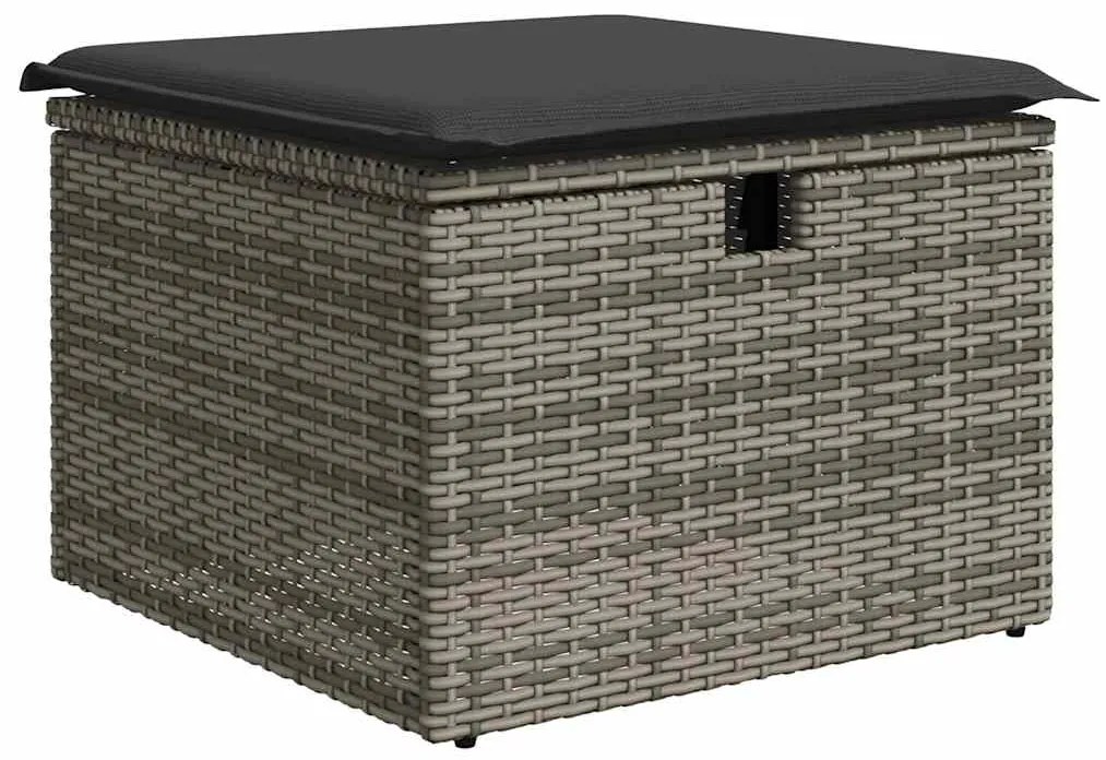 Set divani da giardino 4 pz con cuscini in polyrattan grigio