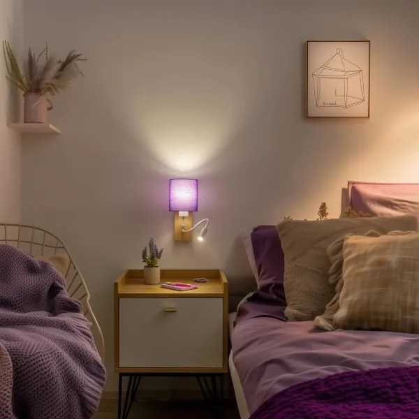 Brilagi - Applique a LED NUBILA WOOD 1xE27/25W/230V + LED/3W quercia/viola