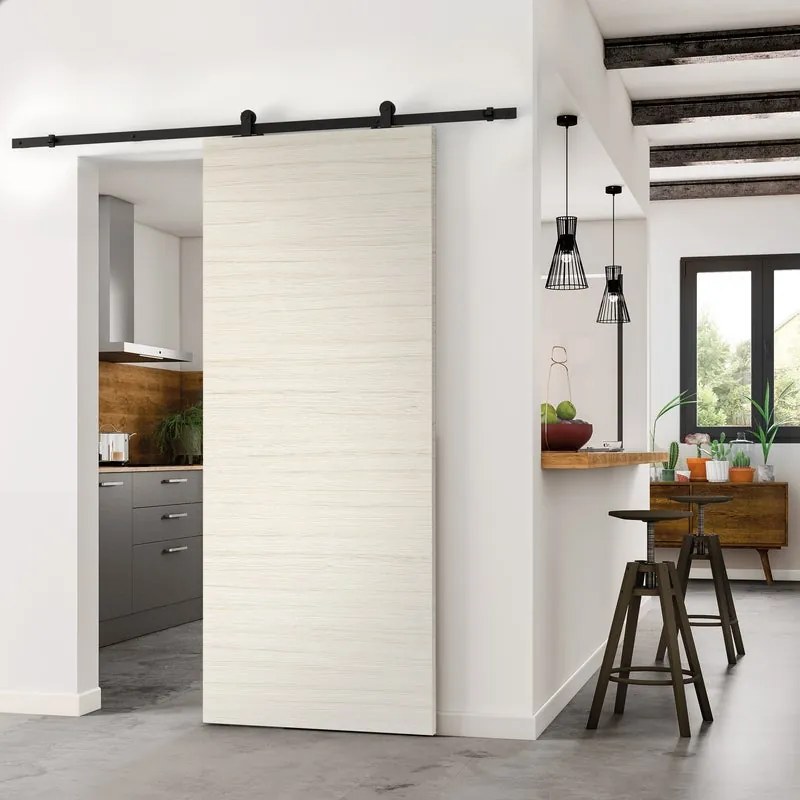 Porta scorrevole reversibile Oxford palissandro in mdf beige, L 93 x H 212 cm, con binario Retro