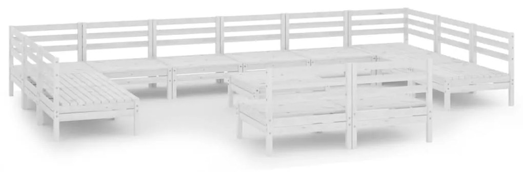 Set salotto da giardino 13 pz in legno massello di pino bianco