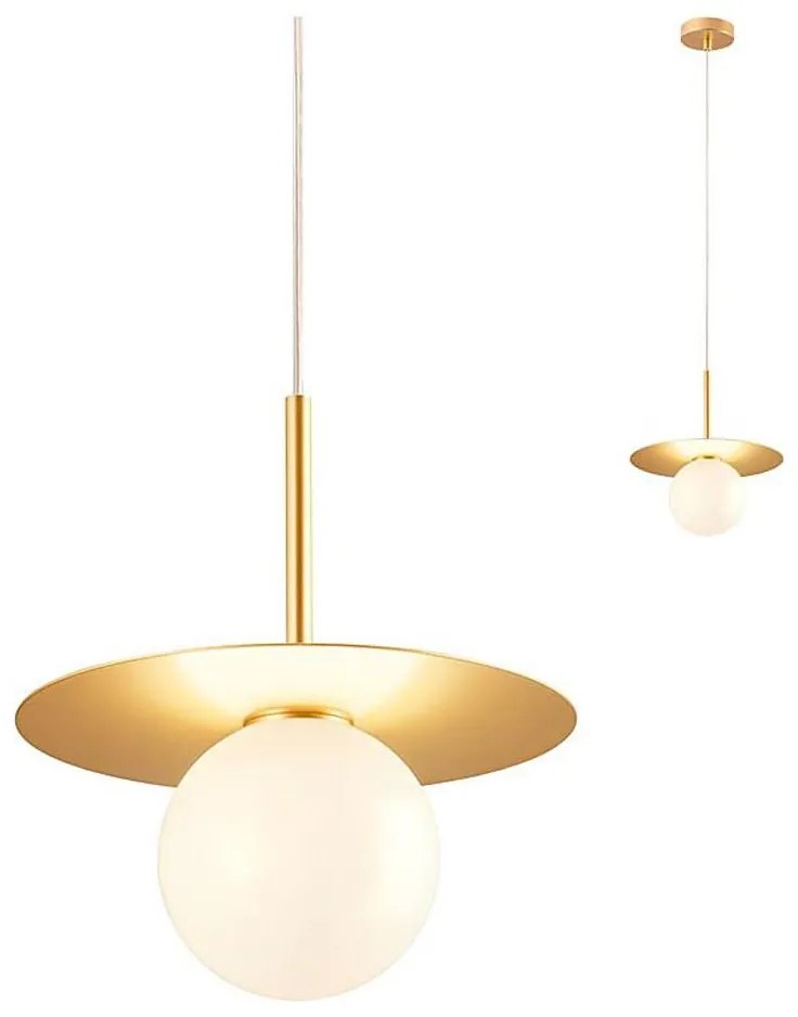Redo 01-2727 - Lampadario a sospensione con filo PLATO 1xG9/10W/230V diametro 20 cm oro