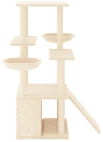 Albero per Gatti con Tiragraffi in Sisal Crema 133 cm