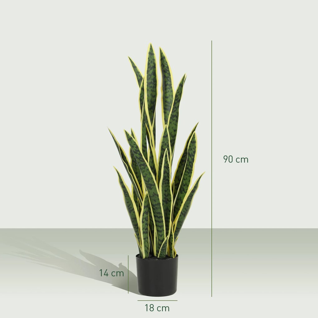 Sanseveria Artificiale in Vaso Ø20x90 cm da Esterno e Interno con 21 Foglie Modellabili...