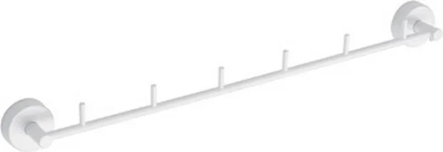 Kamalu - Porta salviette barra con 5 ganci in acciaio inox bianco opaco | Monde-B