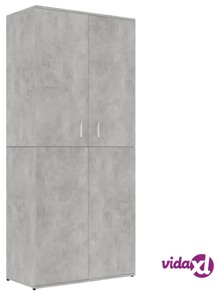 vidaXL Scarpiera Grigio Cemento 80x39x178 cm in Legno Multistrato