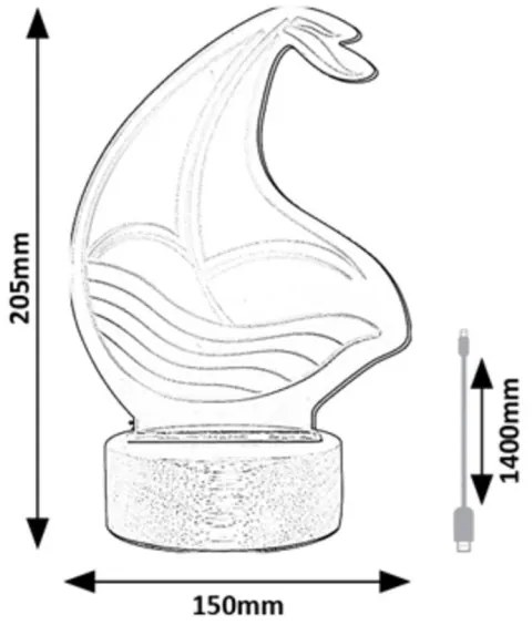 Rabalux 76001 - Lampada da tavolo LED per bambini AKALI LED/2W/5V 3000K barca faggio
