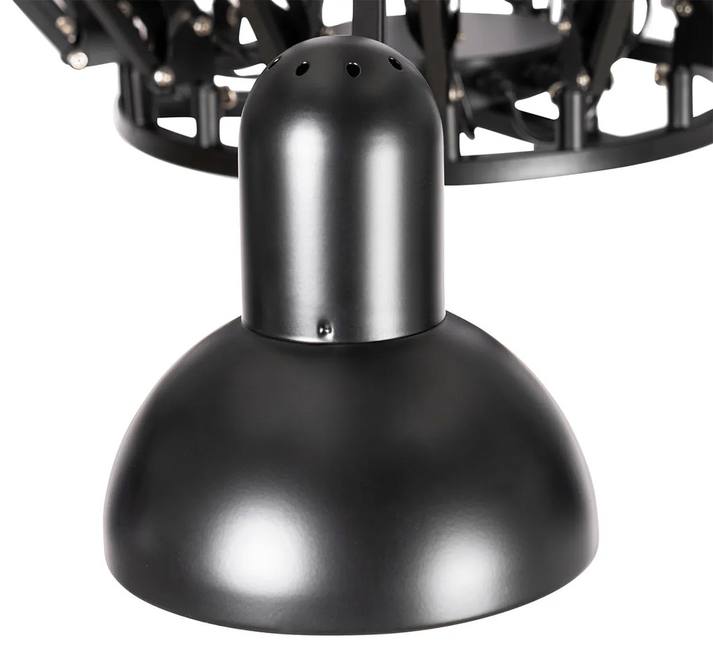 Lampada a sospensione industriale nera 16 luci regolabili - Hobby Spinne