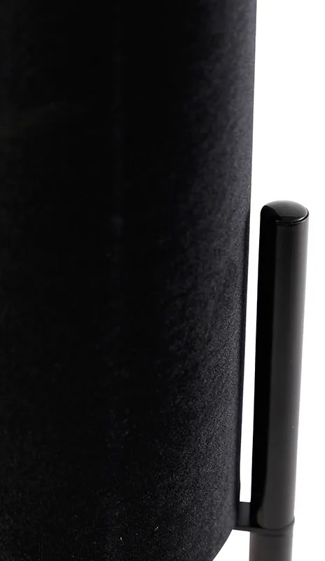 Lampada da tavolo moderna nera con paralume in velluto nero - Rich