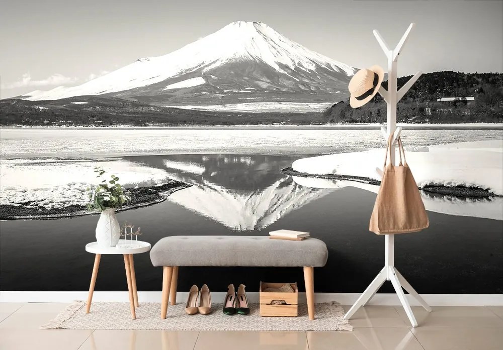 Carta da parati – Monte Fuji giapponese in bianco e nero
