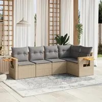 Set Divano da Giardino 5 pz con Cuscini Beige in Polyrattan 3226787