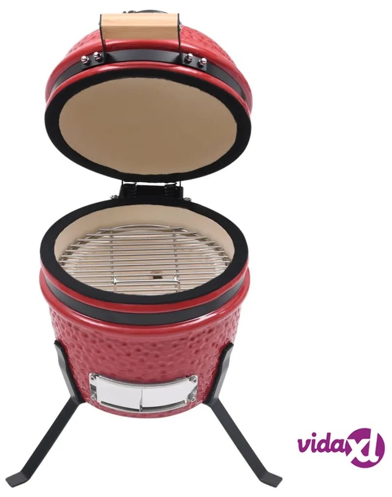 vidaXL Barbecue Affumicatore 2 in 1 Kamado in Ceramica 56 cm Rosso