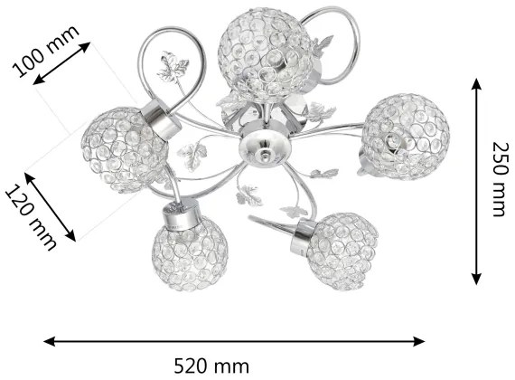 Lampadario a plafone SOPHIA 5xE27/15W/230V cromo lucido/limpido