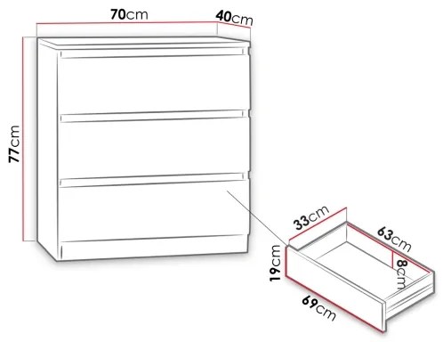 Armadietto MALWA 77x70 cm nero