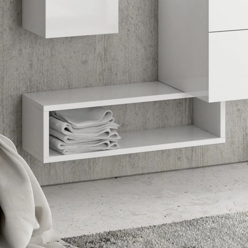 Composizione bagno sospesa 80cm: mobile, specchio contenitore colonna e pensile EL-80A - KAMALU