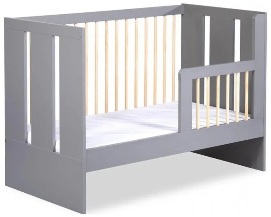 KLUPŚ - Lettino per bambini con barriera PAULINE 120x60 cm pino/grigio