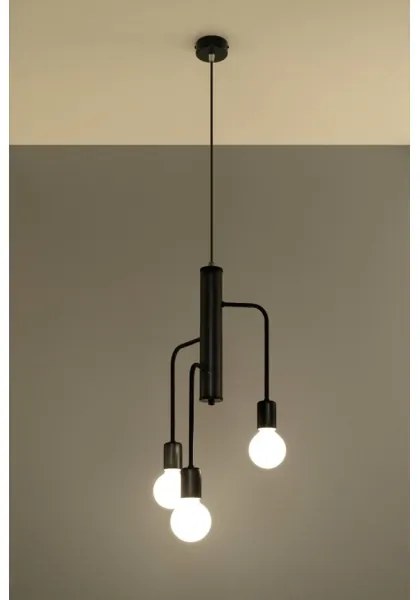 Lampadario a sospensione con filo DUOMO 3M 3xE27/60W/230V nero