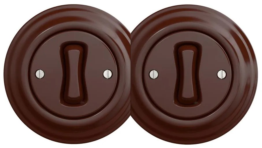 Kliklap - Interruttore doppio unipolare in stile retrò con cornice n. 1, marrone