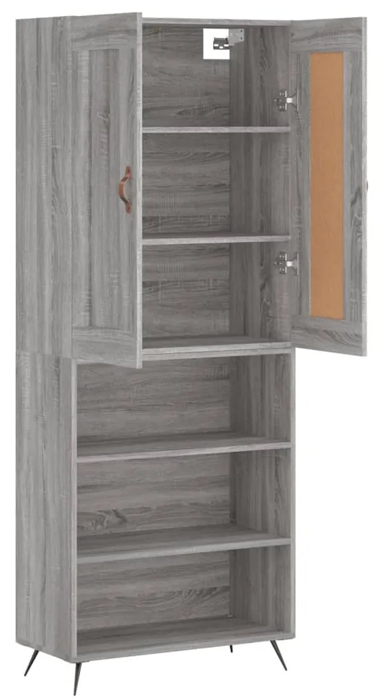 Credenza grigio sonoma 69,5x34x180 cm in legno multistrato