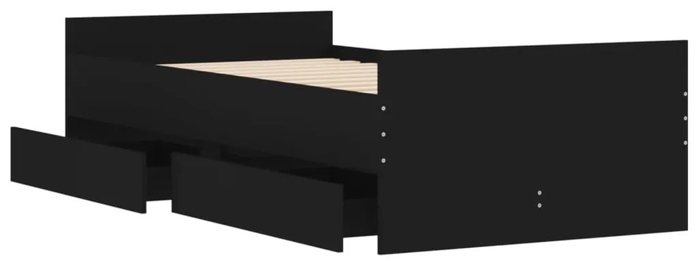 Giroletto nero con cassetti 75x190 cm small single