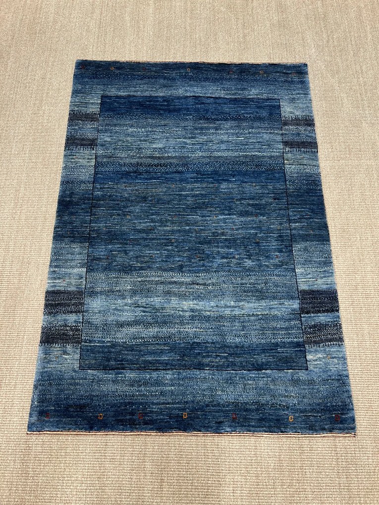 Loribaft Tappeto 110 x 150 Blu (Iran) Annodato A Mano