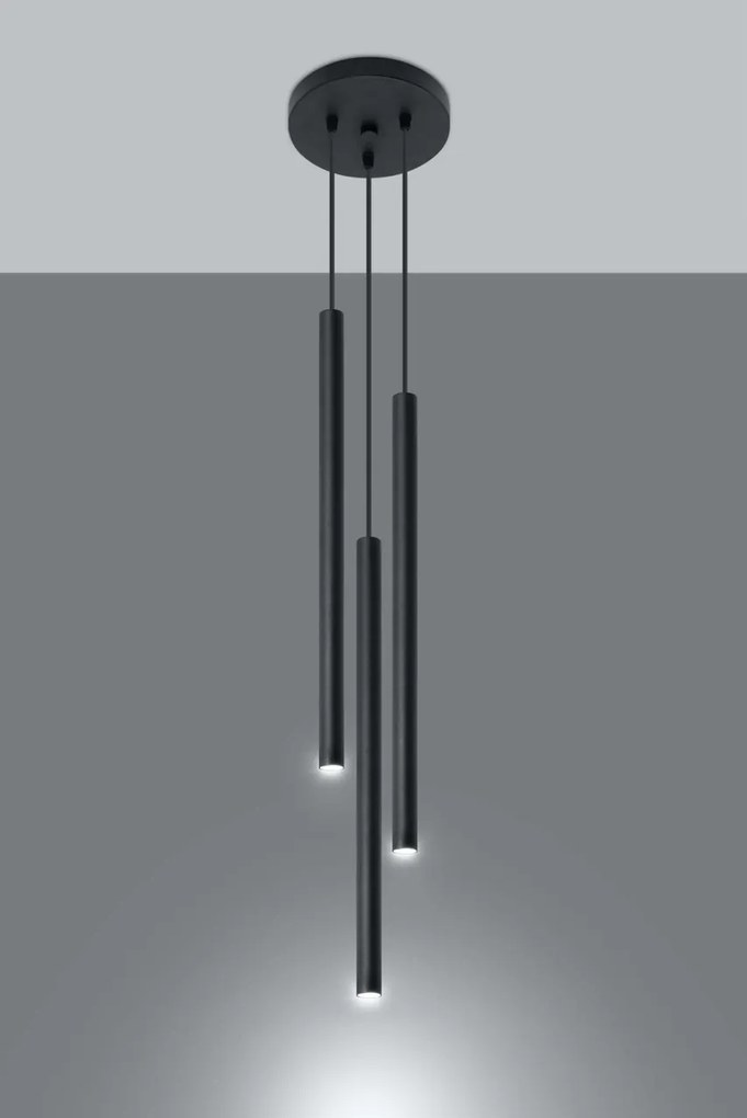 Lampadario in Acciaio a Sospensione 3xG9 PASTELO 3P Nero da interno