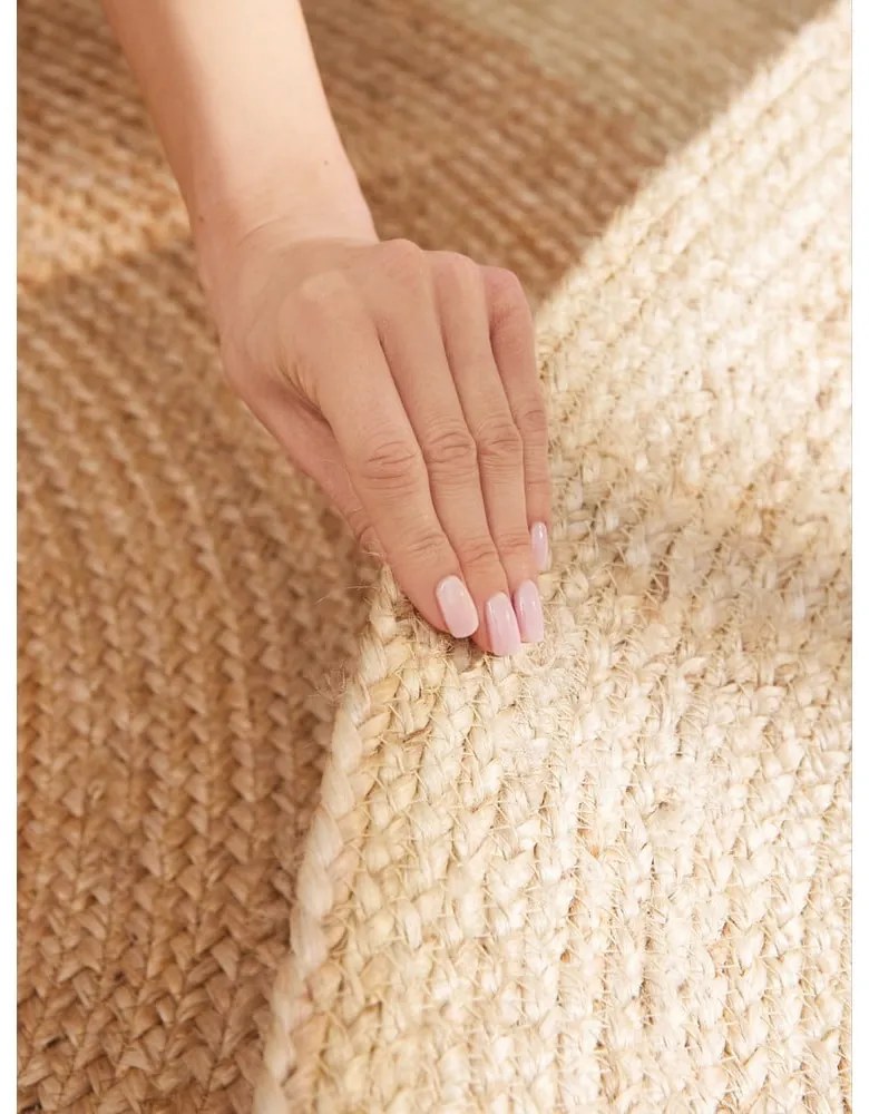 Tappeto rotondo avorio in iuta reversibile e tessuto a mano ø 160 cm Jutta Ivory – Hanse Home