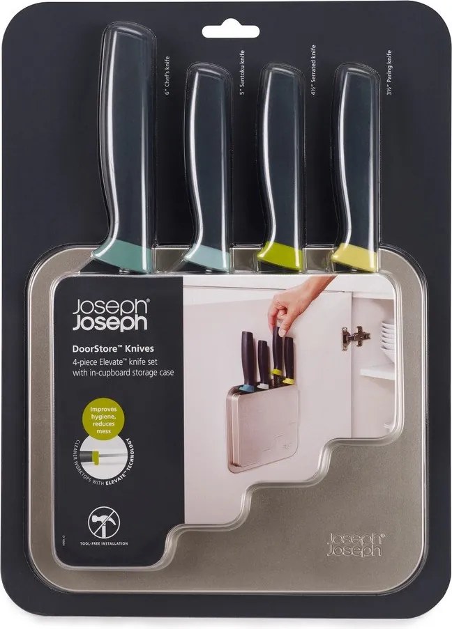 Set di 4 coltelli con supporto in acciaio inox DoorStore™ - Joseph Joseph