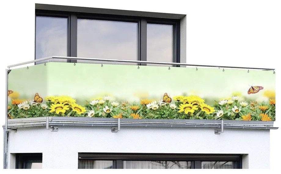 Schermo da balcone in plastica giallo-verde 500x85 cm Butterfly - Maximex