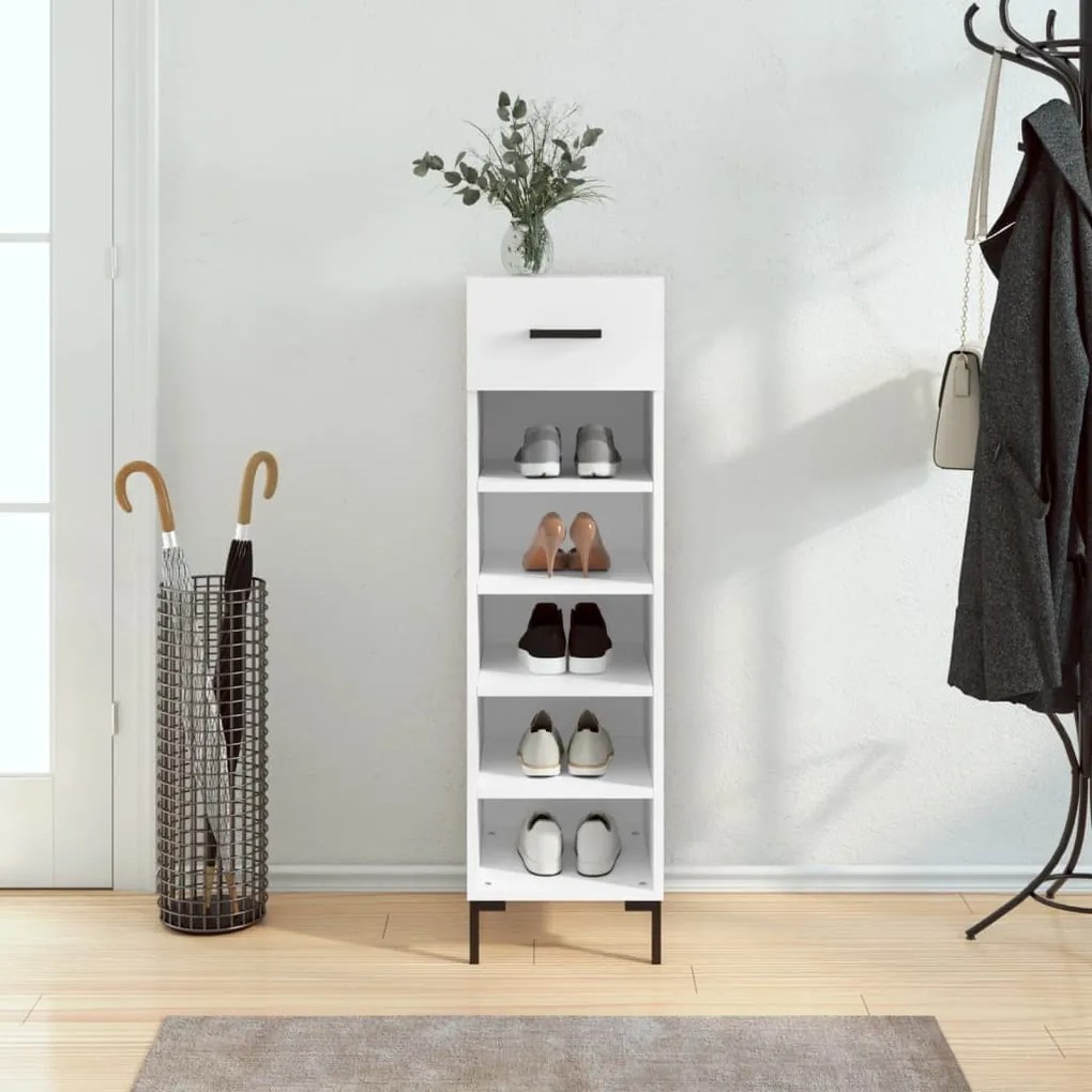Scarpiera Bianca 30x35x105 Cm İn Legno Multistrato /