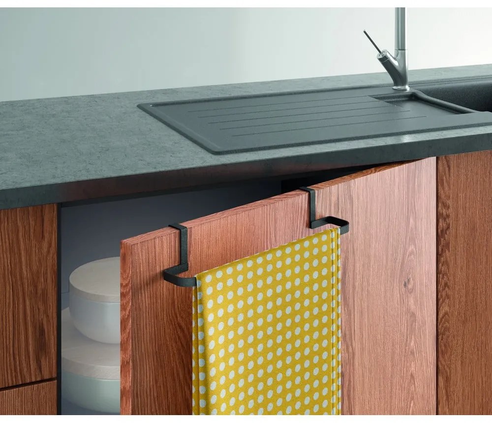 Porta asciugamani sospeso nero Lava Galileo - Metaltex