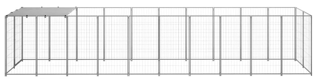 Gabbia per cani argento 6,05 m² in acciaio