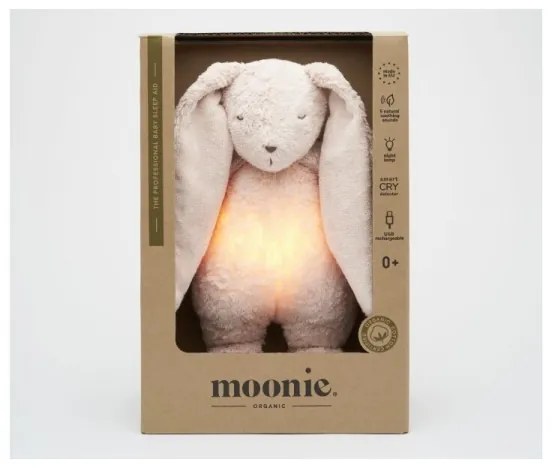 Moonie - Compagno di coccole con melodia e luce 2.0 coniglietto organic rosa