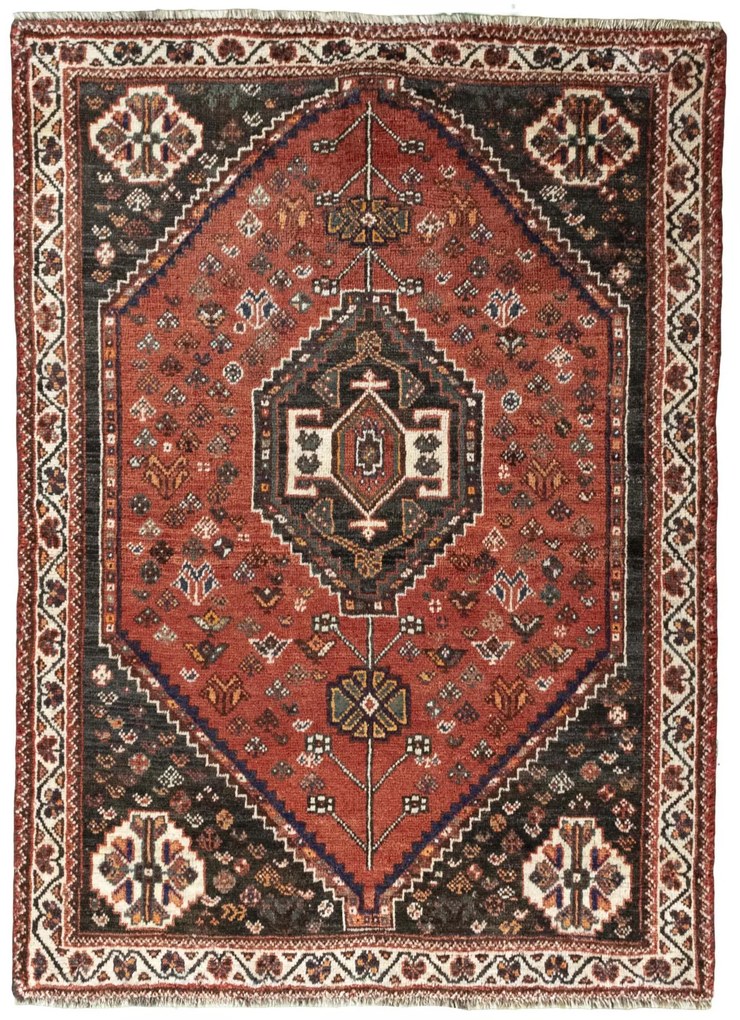 Shiraz Tappeto 160x110 Rosso (Iran) Annodato A Mano