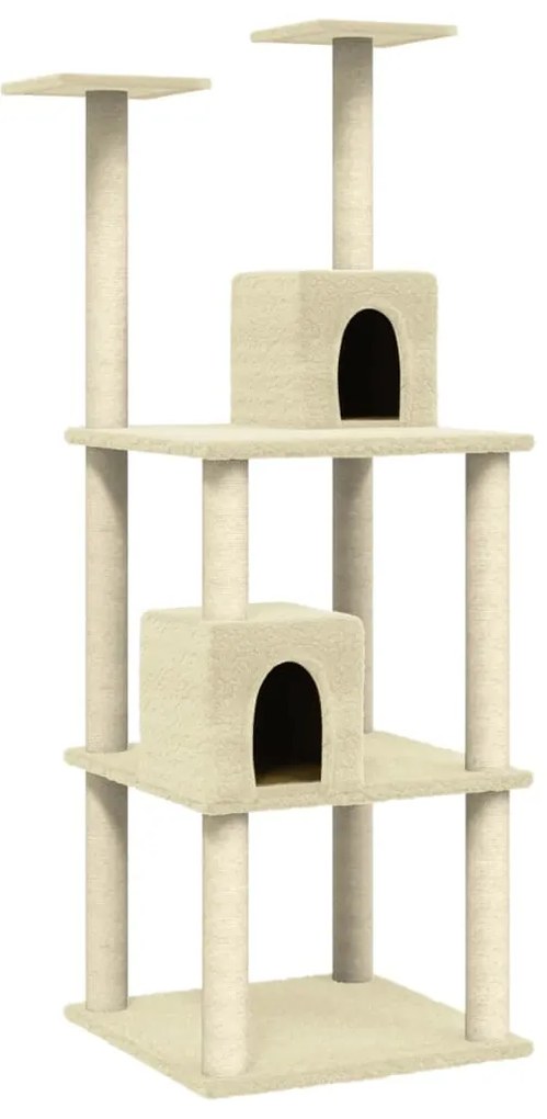 Albero per gatti con tiragraffi in sisal crema 141 cm