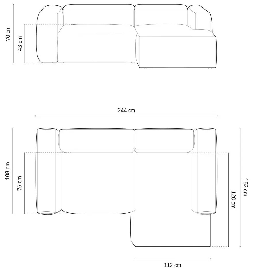 Divano angolare beige (con penisola a destra/con chaise lounge) Bergamo – Cosmopolitan Design
