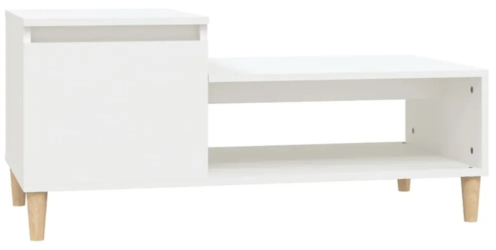 Tavolino da salotto bianco 100x50x45 cm in legno multistrato