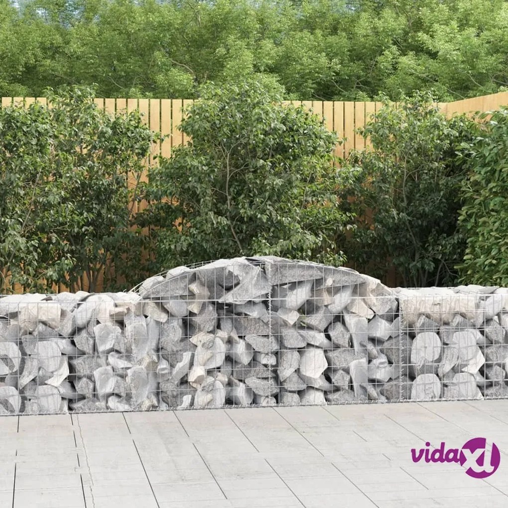 vidaXL Cesti Gabbioni ad Arco 2 pz 300x50x60/80 cm Ferro Zincato