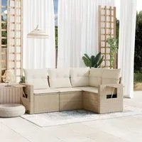 Set Divano da Giardino 4 pz con Cuscini Beige in Polyrattan 3220107