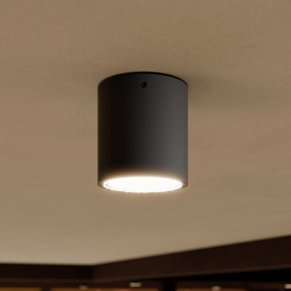 Lucande plafoniera LED Meret, rotonda, antracite, metallo MERET, Nero, Alluminio, Moderno, Plafoniere LED