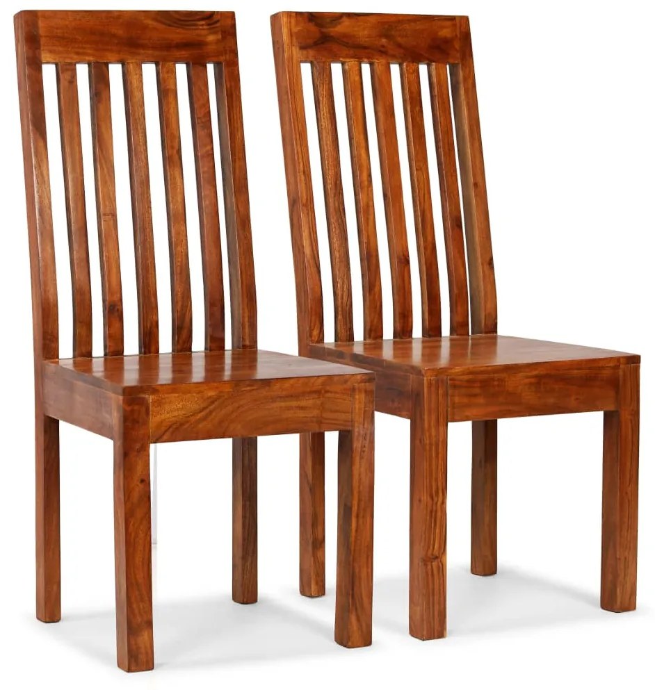 Sedie Da Pranzo 2 Pz İn Legno Massello Con Finitura Ambra /