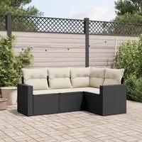 Set Divani da Giardino 4 pz con Cuscini Nero in Polyrattancod mxl 116137