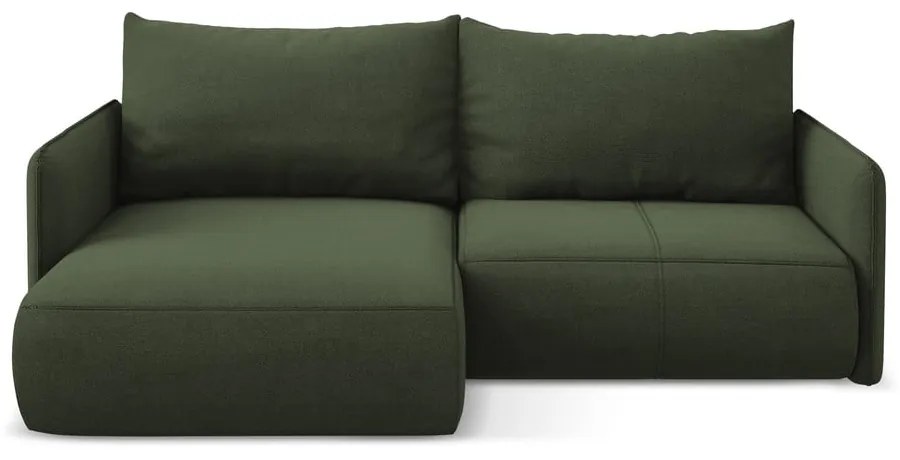 Divano angolare verde allungabile/con contenitore (con penisola a sinistra) Nanea – Makamii