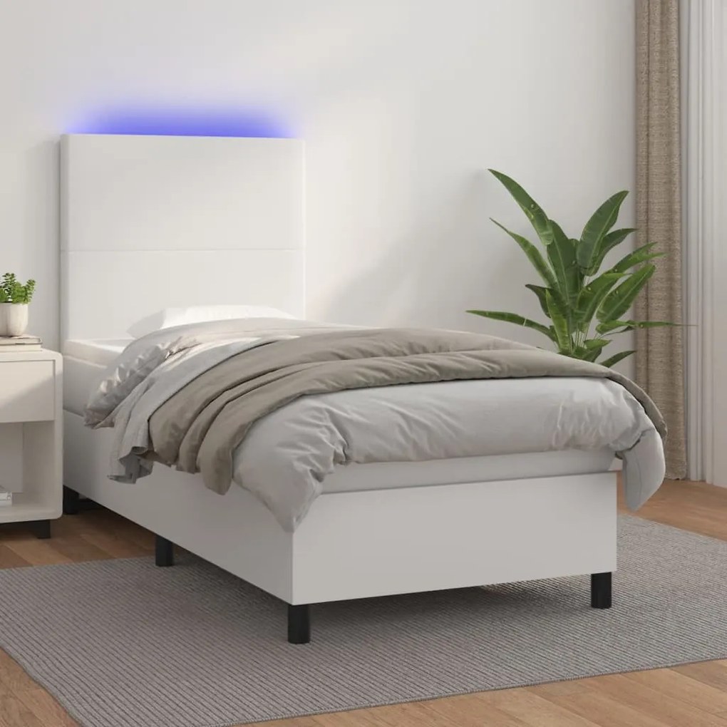 Giroletto Molle Con Materasso E Led Bianco 90x200 Cm Similpelle /