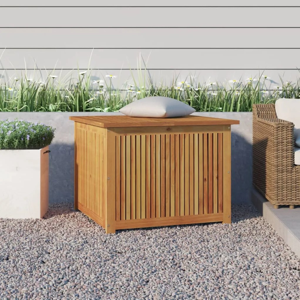 Contenitore Da Giardino 75x75x58 Cm İn Legno Massello Di Acacia /